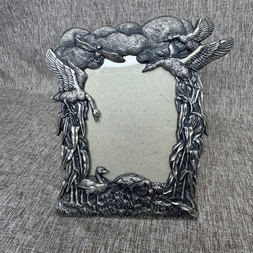 Vintage 1991 Pewter Geese Duck Eagle Wildlife Picture Frame 3.5"x5"